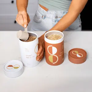 100% Biodegradable Spice Packaging Kraft Paper Tube Containers Cocoa Powder Cardboard Cylinder Packaging