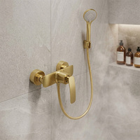 Robinet mural moderne en laiton gris anthracite avec mitigeur eau chaude/froide pour douche et ensemble de douche de salle de bain