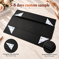Boîte cadeau magnétique pliable en carton rose gold personnalisable, emballage de luxe, fermeture magnétique, boîtes noires