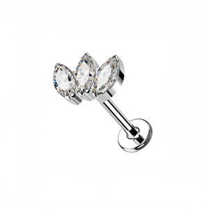 Piercing de Labio de Titanio F136 con Zirconia en Forma de Trébol, Aleación de Titanio G23 con Rosca Interna - Product Image 5
