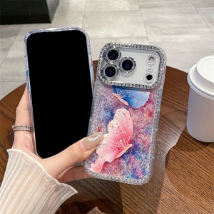 เคสโทรศัพท์ลายผีเสื้อวิบวับแบบ IMD พร้อมกรอบกล้องลายเพชร สำหรับ iPhone 17 Pro Max air 16, เคส iPhone 17 Pro Max ลายผีเสื้อวิบวับ - Product Image 3