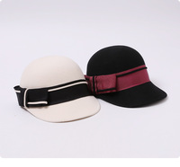 Chapeau d'équitation en laine décoré d'un nœud pour femme, style rétro britannique, casquette de cavalier français, couvre-chef chaud d'hiver pour dames