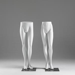 Mannequin de jambe féminin en fibre de verre pour pantalon, blanc, avec support pour l'affichage des pantalons, en position debout - Product Image 3