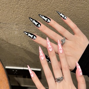 TSZS 10 pièces à la main <span class=keywords><strong>Halloween</strong></span> presse sur les ongles rose noir chat griffe os conceptions couverture complète <span class=keywords><strong>manucure</strong></span> portable <span class=keywords><strong>pour</strong></span> <span class=keywords><strong>Halloween</strong></span> - Product Image 2