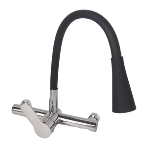 360 di vendita calda girevole cromato rubinetto di miscelazione moderno a parete <span class=keywords><strong>lavello</strong></span> da <span class=keywords><strong>cucina</strong></span> rubinetto nero tubo flessibile - Product Image 2