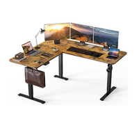Double moteur moderne de luxe 3 jambes Table d'angle debout électrique en forme de L bureau exécutif ergonomique réglable en hauteur