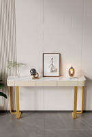 Console minimaliste italienne avec tiroirs, support en métal doré, meuble de décoration pour salon et entrée