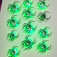 Décorations d'Halloween : 12 autocollants muraux LED lumineux (Citrouille, Sorcière, Chauve-souris, Fantôme, Araignée, Maison Hantée, Arbre Mort)