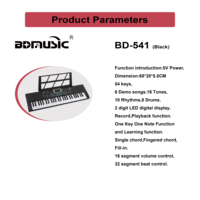 Clavier électronique 54 touches pour enfants, jouet piano en plastique durable, portable, éducation musicale, haut-parleur intégré, micro, 16 tons, 10 rythmes