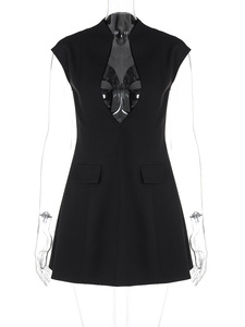 Fall Winter New Women's Mini Dress Sexy Sleeveless V-neck Slim A-line Elegant Dress Party Nightclub <strong>Clothes</strong> Women - Product Image 4