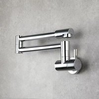 Robinet de cuisine mural moderne en acier inoxydable, pliable, avec bras télescopique pivotant, simple eau froide, anti-éclaboussures, avec cartouche céramique latérale 1