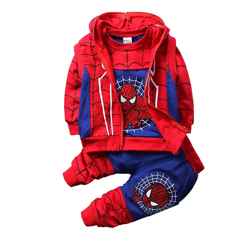 Sonbahar erkek giyim setleri çocuklar ceket ceket + T gömlek + pantolon 3 adet çocuk spor takımları bebek erkek örümcek adam kıyafetleri seti