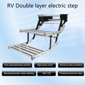 TYTXRV RV <span class=keywords><strong>doppio</strong></span> <span class=keywords><strong>passo</strong></span> elettrico in lega di alluminio ispessito gradini con luce a LED per Camper Caravan camion rimorchio - Product Image 2
