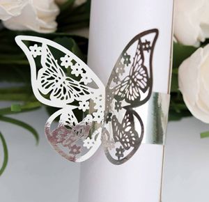 Cincin Serbet Kupu-kupu 3D Multi-warna Grosir untuk Dekorasi Meja Pernikahan Restoran - Product Image 4
