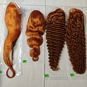 Letsfly 10A 13x4 Lace Frontal Human Hair <b>Wigs</b> 350# <b>Ginger</b> Colorful 200% Density Water Wave Ear to Ear 18-30 Inches Wholesales - Product Image 3