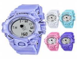 Orologio Sportivo Digitale per Bambini, Cassa in Plastica 38mm, Resistente all'Acqua 10m, Cinturino con Fibbia, Colori Assortiti - Product Image 1