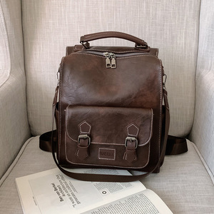 Sac à dos de voyage grande capacité en PU, style preppy rétro, nouvelle mode féminine, polyvalent, pour étudiantes - Product Image 4