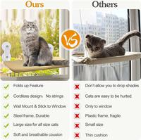 Hamac de fenêtre pour chat pliable, ultra doux, écologique, sans cordon, avec cadre métallique, lavable en machine, à 4 côtés
