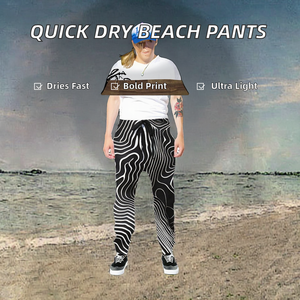 OEM Service Lightweight Canvas Flat Front Quick Dry Long <b>Trousers</b> Custom Design Casual Beach Digital Print Wide Leg Pants Men - Product Image 2