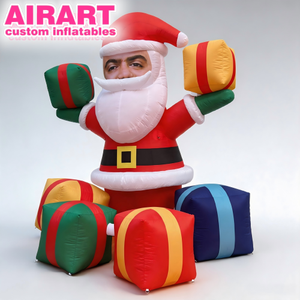 Père Noël gonflable personnalisé avec boîtes cadeaux, Père Noël gonflable pour saluer les invités de Noël - Product Image 1