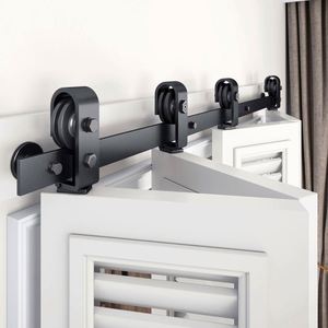 WEKIS Kit de Herrajes para Puerta Corredera Doble Plegable de Diseño Moderno, Riel de Acero y Latón Duradero para Madera Sólida, 2 Años de Garantía, Fácil Instalación - Product Image 2