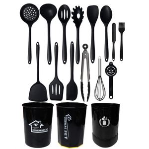 Kitchen Appliances Accessories Cookware Sets Cooking <b>Tool</b> <b>Silicone</b> Kitchen Utensils Set With Wooden Handle for Cooking - Product Image 1
