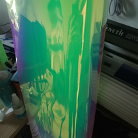 Rollo de vinilo holográfico de PVC, 1x25m, un rollo, hoja de papel autoadhesiva oscura brillante, pegatinas, película luminosa suave