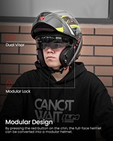 Casque de moto modulaire pour homme et femme homologué ILM ECE 22.06, double visière, casque intégral modèle FF957