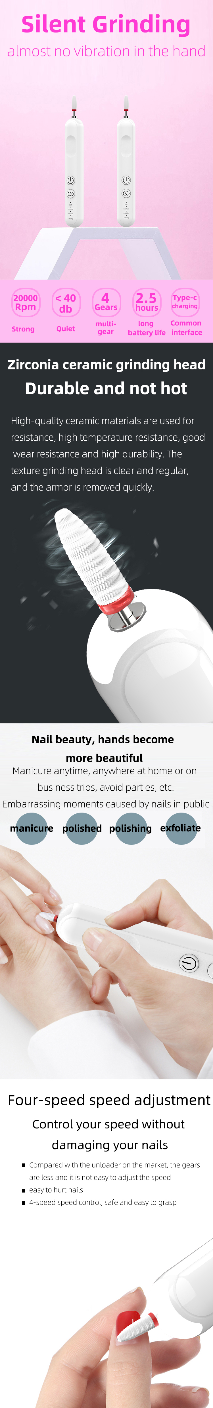 Electric Milling Cutter Remover Nail Sanding Drill Bits Gel File Kit Manicure Pedicure Polishing Shape Tools polisher Instrument