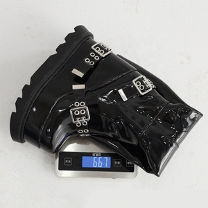 Super High Wedge Heel Women's Long <b>Boots</b> Bright Patent Buckles Knee-high Booties Thick Sole Winter Platform Shoes - Product Image 6