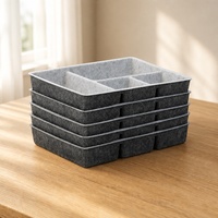 Organisateur de tiroir en feutre moulé monobloc, sections divisées sans joint, gris anthracite clair, emboîtable
