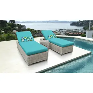 Bester Preis Großhandel Hotel Pool Deck Möbel Rattan Korb Sun Deck Stuhl mit Beistell tisch