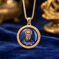 Pendentif lumineux orthodoxe Saint Maximus le Confesseur sur lapis-lazuli, peinture personnalisée disponible, livraison rapide