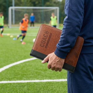Tableau Tactique de Football en Cuir PU Pliable et Portable avec Stylo, Facile à Nettoyer - Product Image 1