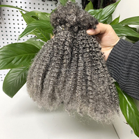 Extensions de cheveux humains KAMA Salt and Pepper, bouclées, afro, crépues, en vrac, pour tresses et torsades au crochet, pour personnes de couleur grise