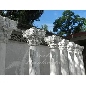 Outdoor Decorative Use Hand Carved Polished Natural Stone Marble Pillars Prices