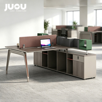 Meja Kerja Kantor Modern Berkualitas Tinggi dari Kayu, Workstation Terbuka untuk Publik, Meja Kerja Staf dengan Kabinet Samping