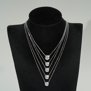 Collar con Colgante de Moissanita de 1ct/0.5ct, Corte Redondo, con Diseño de Burbuja, Plata S925 - Product Image 3