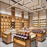 Étagères personnalisées pour magasins de tabac : Panneaux rainurés classiques éclairés par LED pour vitrines murales de boutiques de cigares
