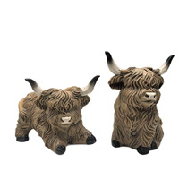 Ensemble de figurines créatives en résine de vache des Highlands - Statuette d'animal mignonne pour la décoration de table d'entrée de la maison ou comme cadeau
