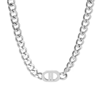 Ensemble de bijoux fins pour femmes, collier et bracelet en chaîne cubaine plaqué or 18 carats, résistant à l'eau, en acier inoxydable