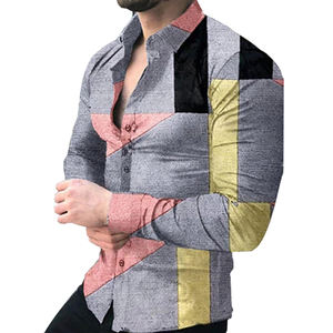 Chemises imprimées à manches longues, coupe classique, boutonnée, grande <span class=keywords><strong>taille</strong></span>, chemise formelle de bureau avec motif QS1214A29 - Product Image 6