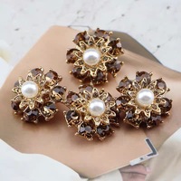 Kancing Ramah Lingkungan Berbentuk Persegi Panjang Bulat dengan Pola Eksklusif, Berbahan Paduan Seng, Berhiaskan Rhinestone, untuk Sweater dan Mantel