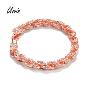 UWIN di Modo 9 millimetri <span class=keywords><strong>In</strong></span> <span class=keywords><strong>Oro</strong></span> <span class=keywords><strong>Rosa</strong></span> <span class=keywords><strong>Bracciale</strong></span> 7 Pollici/8 Pollici di Cristallo Corda Catena Dei Monili Del Braccialetto Unisex Regali All'ingrosso - Product Image 1