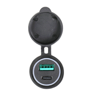 ELEWIND Adaptor Konektor USB Sepeda Motor, TYPE-C USB-C QC 3.0 + PD dengan Lampu