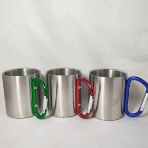 Vente en gros d'usine : Tasses à café portables en acier inoxydable à double paroi pour le camping et les sports de plein air avec mousqueton - Product Image 6