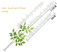 Tanaman Imitasi Putih Silk Vine Garland Buatan Menggantung Bunga Wisteria untuk Dinding Pernikahan Dekorasi Rumah SHYW01 Bunga Wisteria