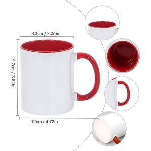Vente en gros de tasses à café en céramique personnalisées avec logo par sublimation, 11 oz, cadeau promotionnel, intérieur coloré, tasse en céramique de 11 oz avec poignée - Product Image 3