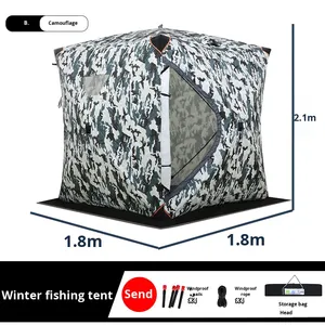 Tente de pêche sur glace imperméable, coupe-vent et résistante au froid, en tissu Oxford matelassé épaissi, pour le camping en extérieur par temps extrêmement froid - Product Image 6