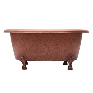Baignoire en laiton massif artisanale de luxe, petite, avec extérieur martelé et décorations anciennes pour maison de prestige - Product Image 1